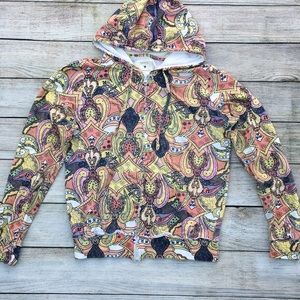 💋 Forever 21 Hoodie Top Multi Pastel Paisley Print S